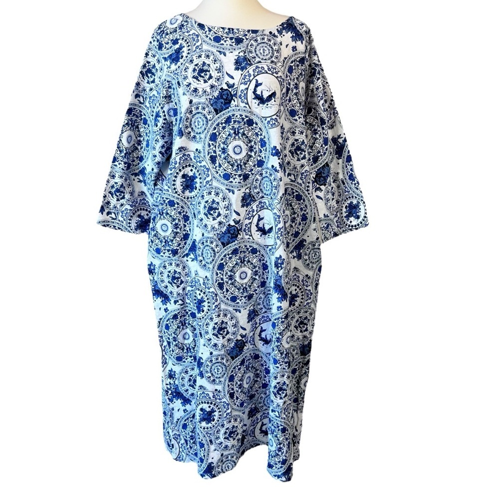 Mordenmiss Floral Cotton Linen Blend Lagenlook Dress